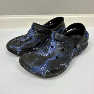 Crocs Bistro Lightning Bolt Slip-On Shoes Mens 8 Black Blue Non Slip Comfy